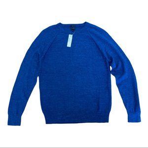 Rugged Raglan Sleeve Slim Sweater Blue S